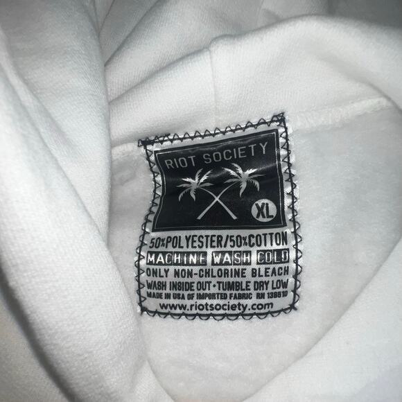 Riot Society Mens Sugee Tiger Sushi Samurai graphic Hoodie White size XL - Picture 6 of 6